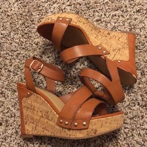 Camel Cork Wedged sandals